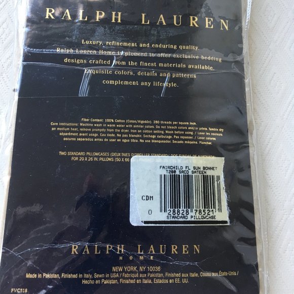 Ralph Lauren Fairchild tan floral pillowcases standard cotton sateen 2 - Picture 4 of 4